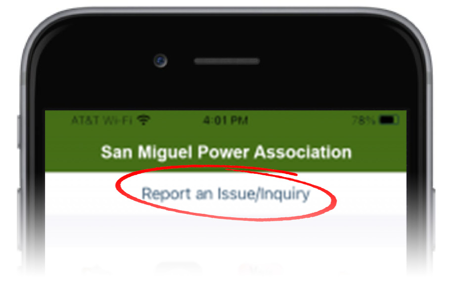Report Issue button on SmartHub App