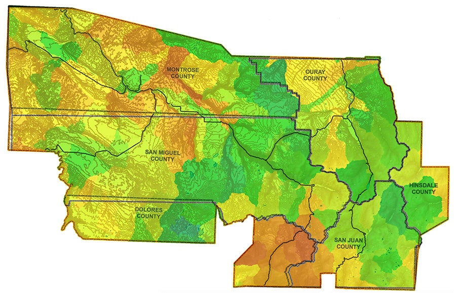 Service Territory map with fire risk colors overlayed