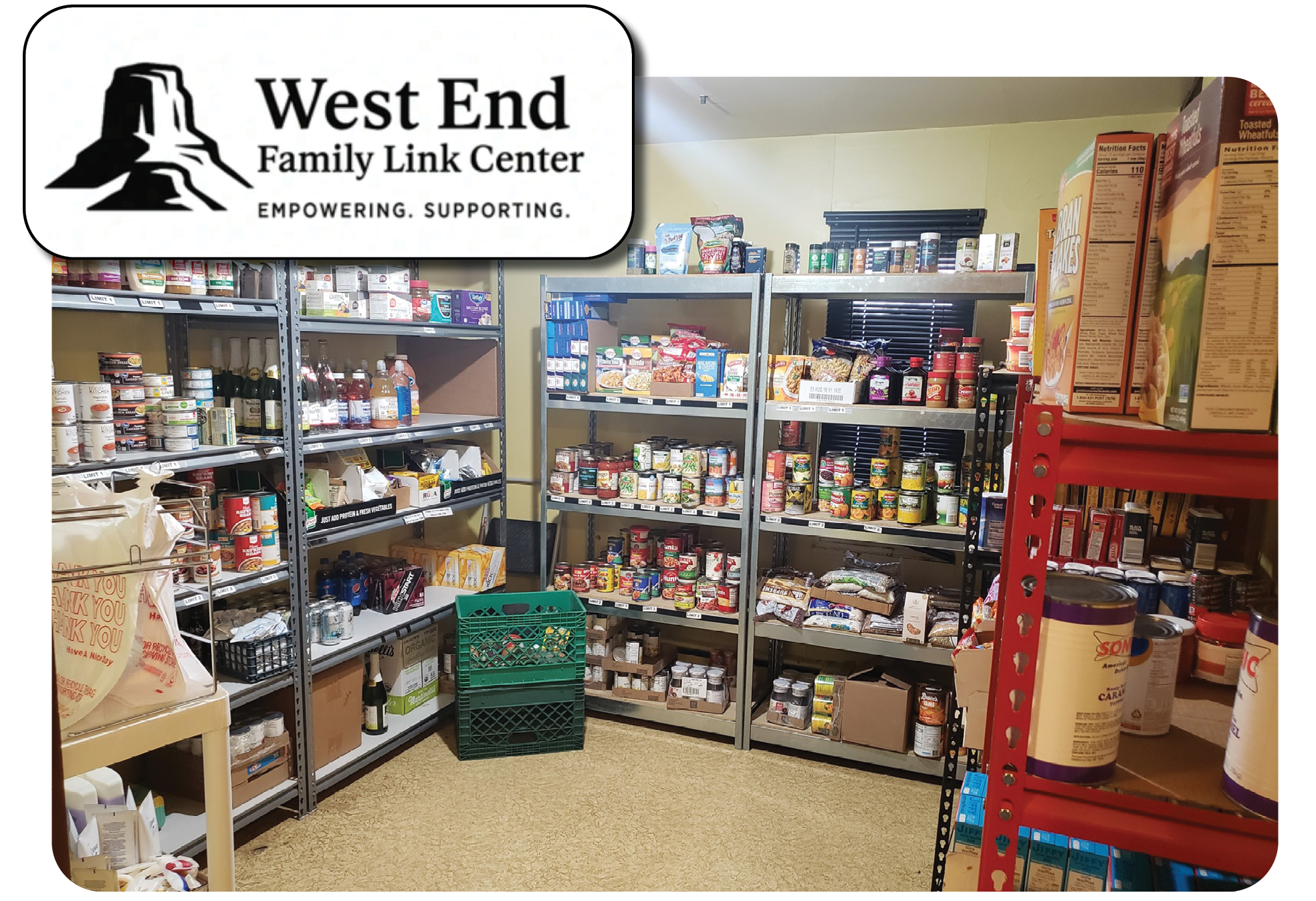 West End Family Link Food Storage and Logo